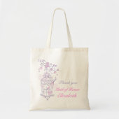 Paarse roze vogel huwelijksdienstmeisje tote bag (Voorkant)