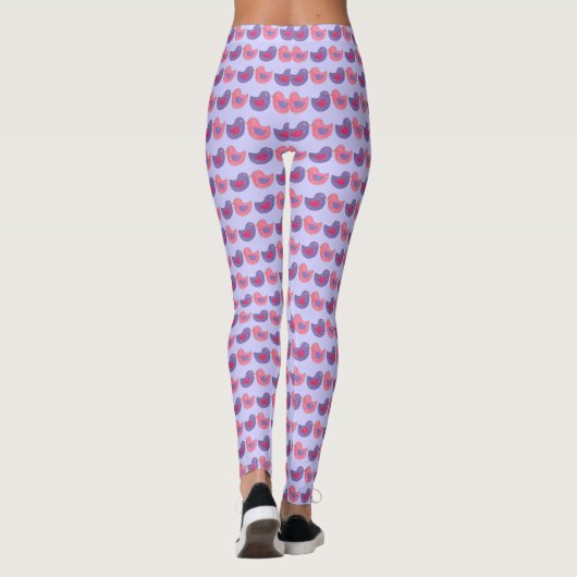 Paarse roze vogel vevogel leggings (Achterkant)