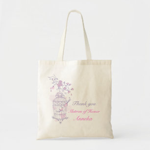 Paarse roze vogelbruiloft Matron van Honor-tas Tote Bag