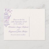 Paarse roze vogelkooi bruiloft save the date kaart (Achterkant)