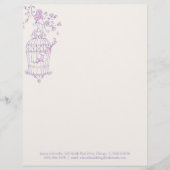 Paarse roze vogelkooien custom briefhoofd (Voorkant)