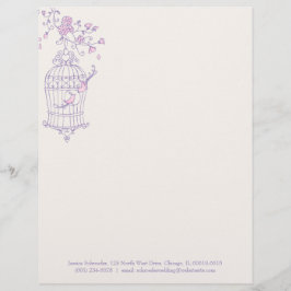 Paarse roze vogelkooien custom briefhoofd