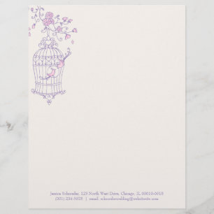 Paarse roze vogelkooien custom briefhoofd