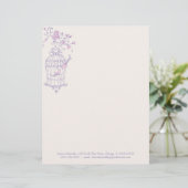 Paarse roze vogelkooien custom briefhoofd (Staand voorkant)