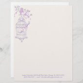 Paarse roze vogelkooien custom briefhoofd (Voorkant / Achterkant)