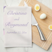 Paarse roze vogels bruiloft keepslag keukenhanddoe theedoek (Quarter Fold)