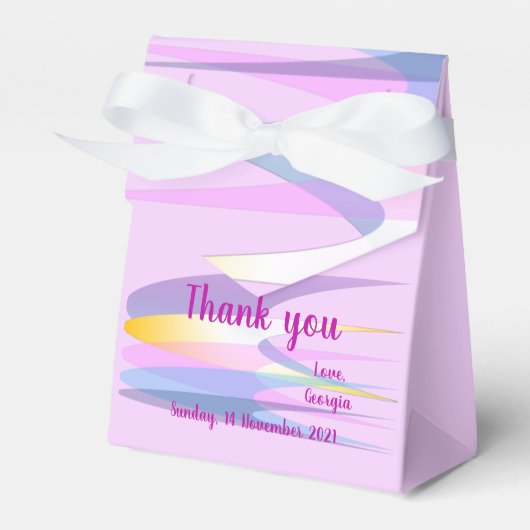 Paarse roze voorverpakking bedankdoosjes (Voorkant Zijde)