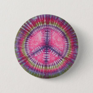 Paarse Roze Vredesteken Tie Dye Button