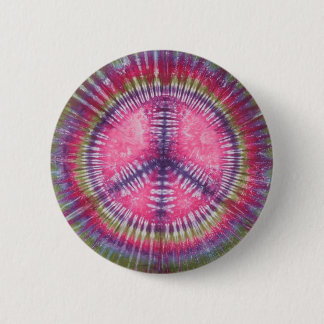 Paarse Roze Vredesteken Tie Dye Button