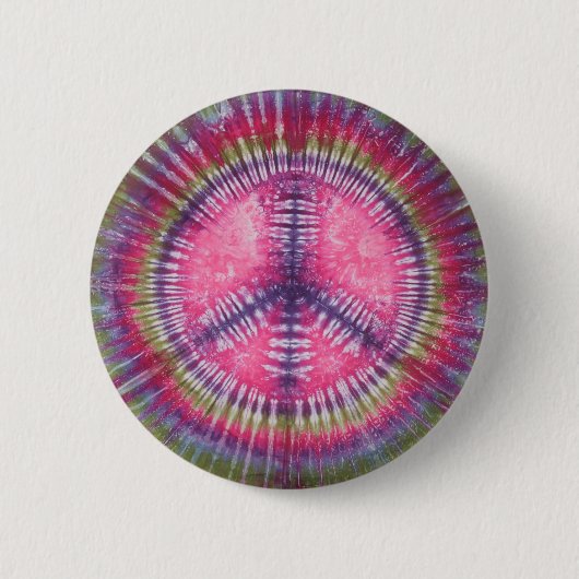 Paarse Roze Vredesteken Tie Dye Button (Voorkant)