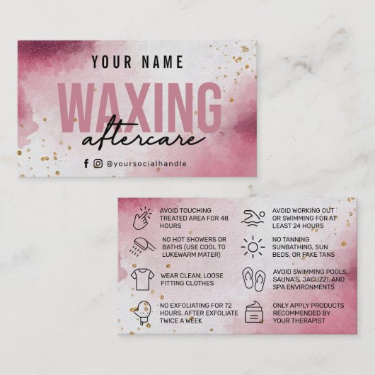 Paarse roze waskaart visitekaartje (Voorkant / Achterkant)