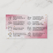 Paarse roze waskaart visitekaartje (Achterkant)
