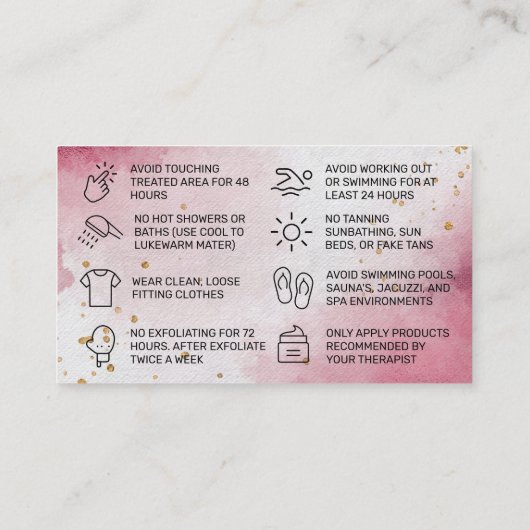 Paarse roze waskaart visitekaartje (Achterkant)