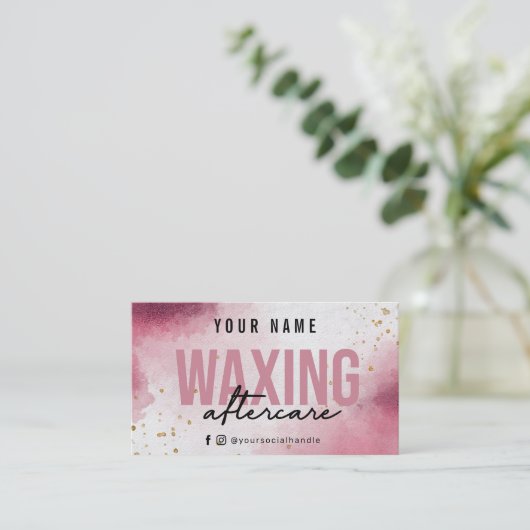 Paarse roze waskaart visitekaartje (Staand voorkant)