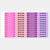 Paarse roze waterdichte Labels voor meisjes | naam (Vel)