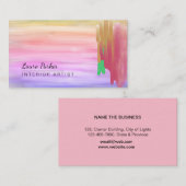 Paarse roze Waterverf Abstracte schilderde kunsten Visitekaartje (Voorkant / Achterkant)