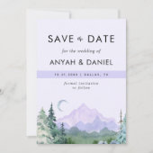 Paarse roze Waterverf berglandschap Save The Date (Voorkant)