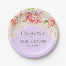 Paarse Roze Waterverf Bloemen Baby shower Bord