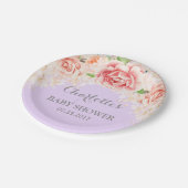 Paarse Roze Waterverf Bloemen Baby shower Bord (Gekanteld)