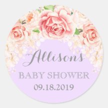 Paarse Roze Waterverf Bloemen Baby shower Favor