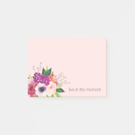Paarse Roze Waterverf Bloemen Post-it® Notes (Voorkant)