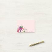 Paarse Roze Waterverf Bloemen Post-it® Notes (Op bureau)