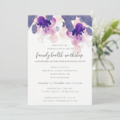 PAARSE ROZE WATERVERF BLOEMEN WORKSHOP EVENEMENT KAART (Staand voorkant)