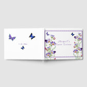 Paarse roze Waterverf bloemen zweet zestien Gastenboek (Volledig)