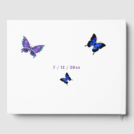 Paarse roze Waterverf bloemen zweet zestien Gastenboek (Achterkant)