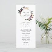 Paarse roze Waterverf bloemenbruiloft Menu (Staand voorkant)