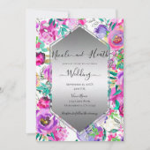 Paarse roze Waterverf bruiloft Kaart (Voorkant)