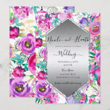 Paarse roze Waterverf bruiloft