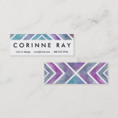 Paarse roze Waterverf Chevron Geometric Print Mini Visitekaartje (Voorkant / Achterkant)