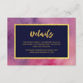 Paarse roze Waterverf Faux Gold Weddenschap - Gege Informatiekaartje (Voorkant)