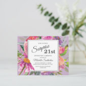 Paarse roze Waterverf Floral 21e verjaardag Briefkaart (Staand voorkant)