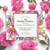 Paarse roze Waterverf Floral 21e verjaardag Briefkaart