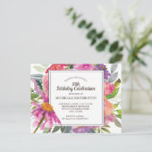 Paarse roze Waterverf Floral 30e verjaardag Briefkaart (Staand voorkant)