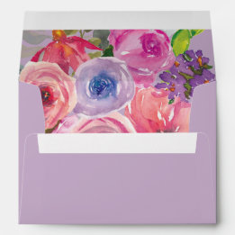 Paarse roze Waterverf Floral 5x7 Envelop