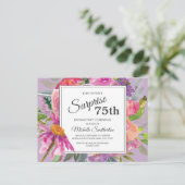 Paarse roze Waterverf Floral 75e verjaardag Briefkaart (Staand voorkant)