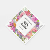 Paarse roze Waterverf Floral 90e verjaardag Servet (Hoek)