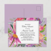 Paarse roze Waterverf Floral Baby shower Briefkaart (Voorkant / Achterkant)