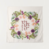 Paarse roze Waterverf Floral Christelijke Bijbel Wandkleed (Voorkant (horizontaal))