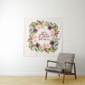 Paarse roze Waterverf Floral Christelijke Bijbel Wandkleed (In situ)