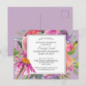 Paarse roze Waterverf Floral Gradual Party Briefkaart (Voorkant / Achterkant)