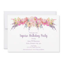 Paarse roze Waterverf Floral verrassingsdag