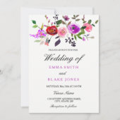 Paarse roze Waterverf Floral Weddenschap Kaart (Voorkant)