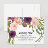 Paarse roze Waterverf Floral White Afstuderen Briefkaart (Voorkant / Achterkant)