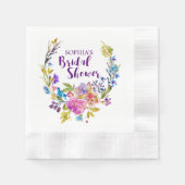 Paarse roze Waterverf Floral Wreated Vrijgezellenf Servetten (Voorkant)