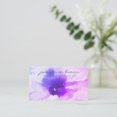 Paarse roze waterverf florale oplossing Aangepast Visitekaartje (Staand voorkant)