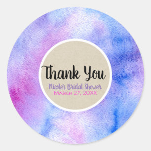 Paarse Roze Waterverf Funky Kleurrijke Favoriet Ronde Sticker